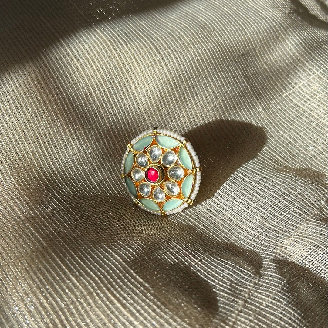 BLUE KUNDAN RING