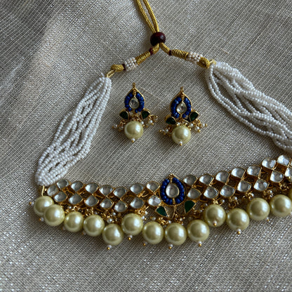 HAROON BLUE KUNDAN SET