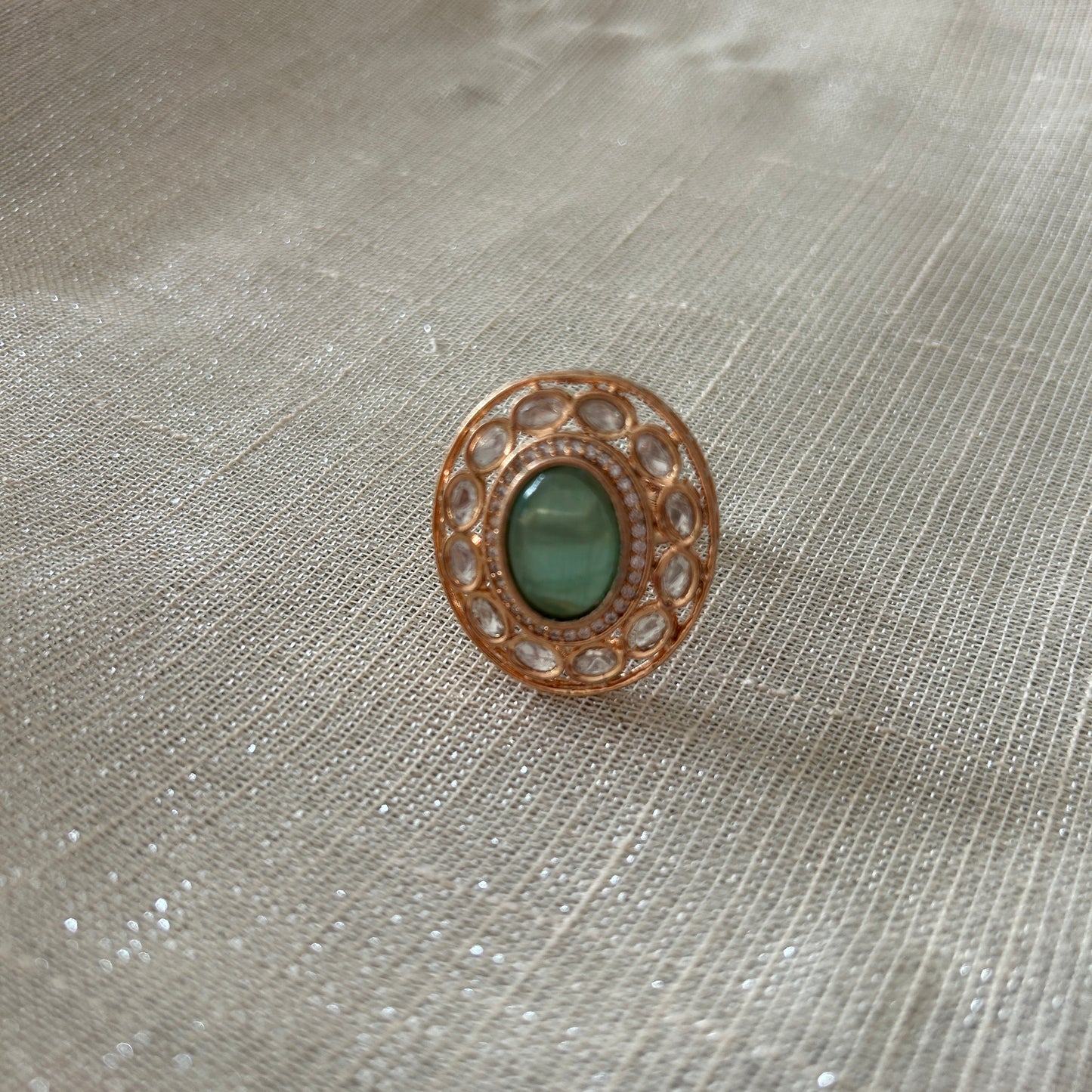 GREEN KUNDAN RING