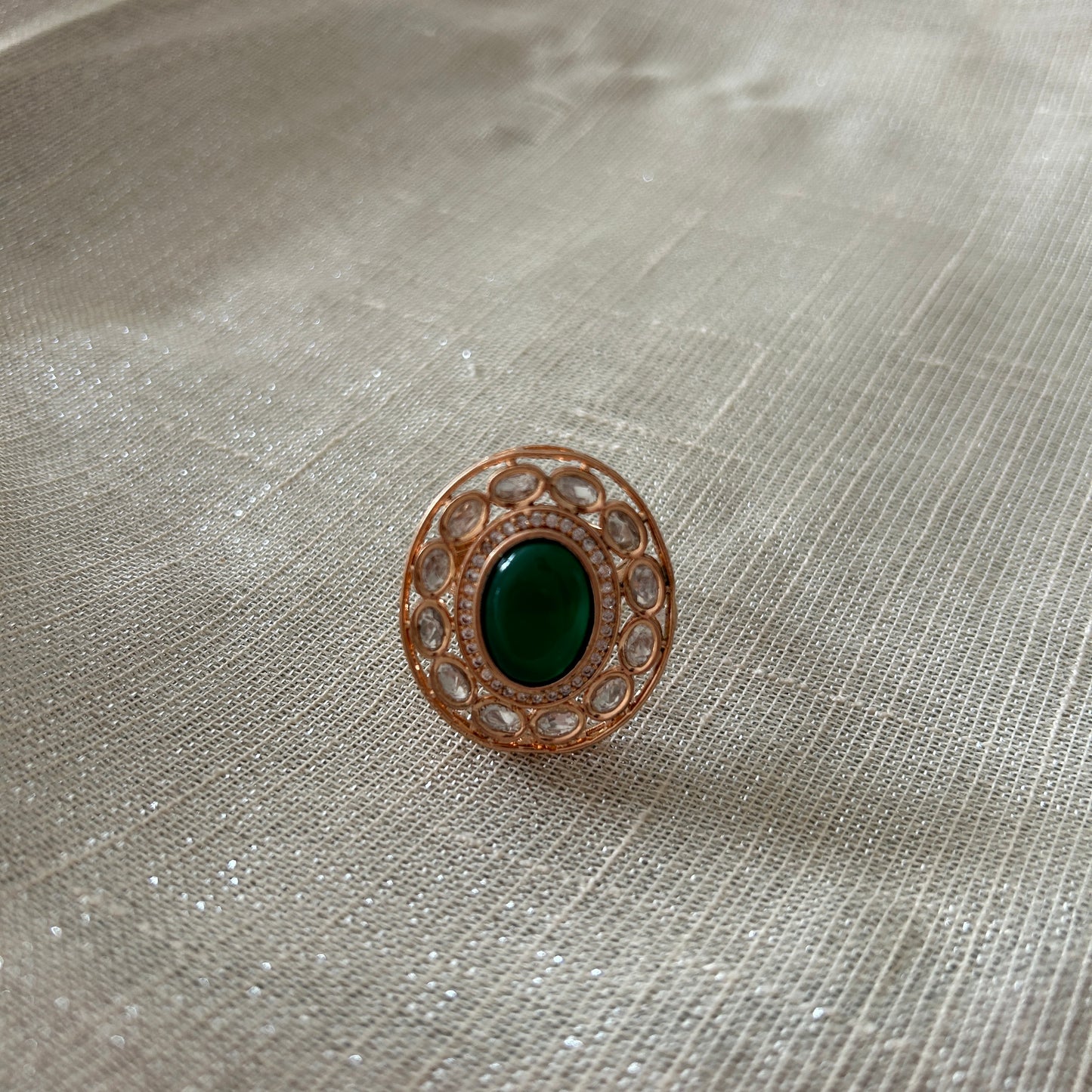 GREEN KUNDAN RING