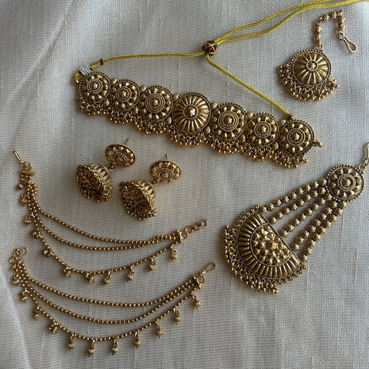 GOLD REGAL PASSA JHUMKI SET