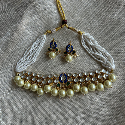 HAROON BLUE KUNDAN SET