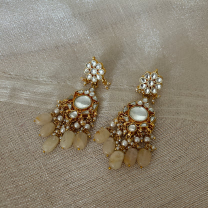 PEACH KUNDAN EARRINGS