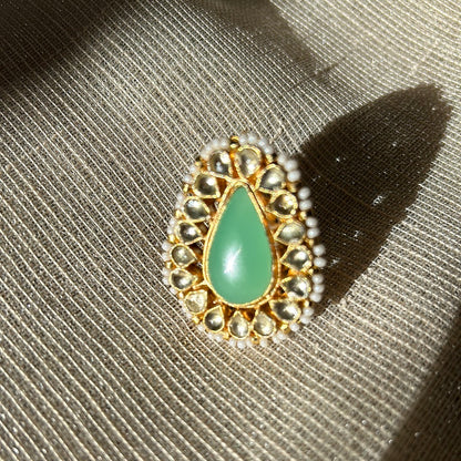 GREEN KUNDAN RING