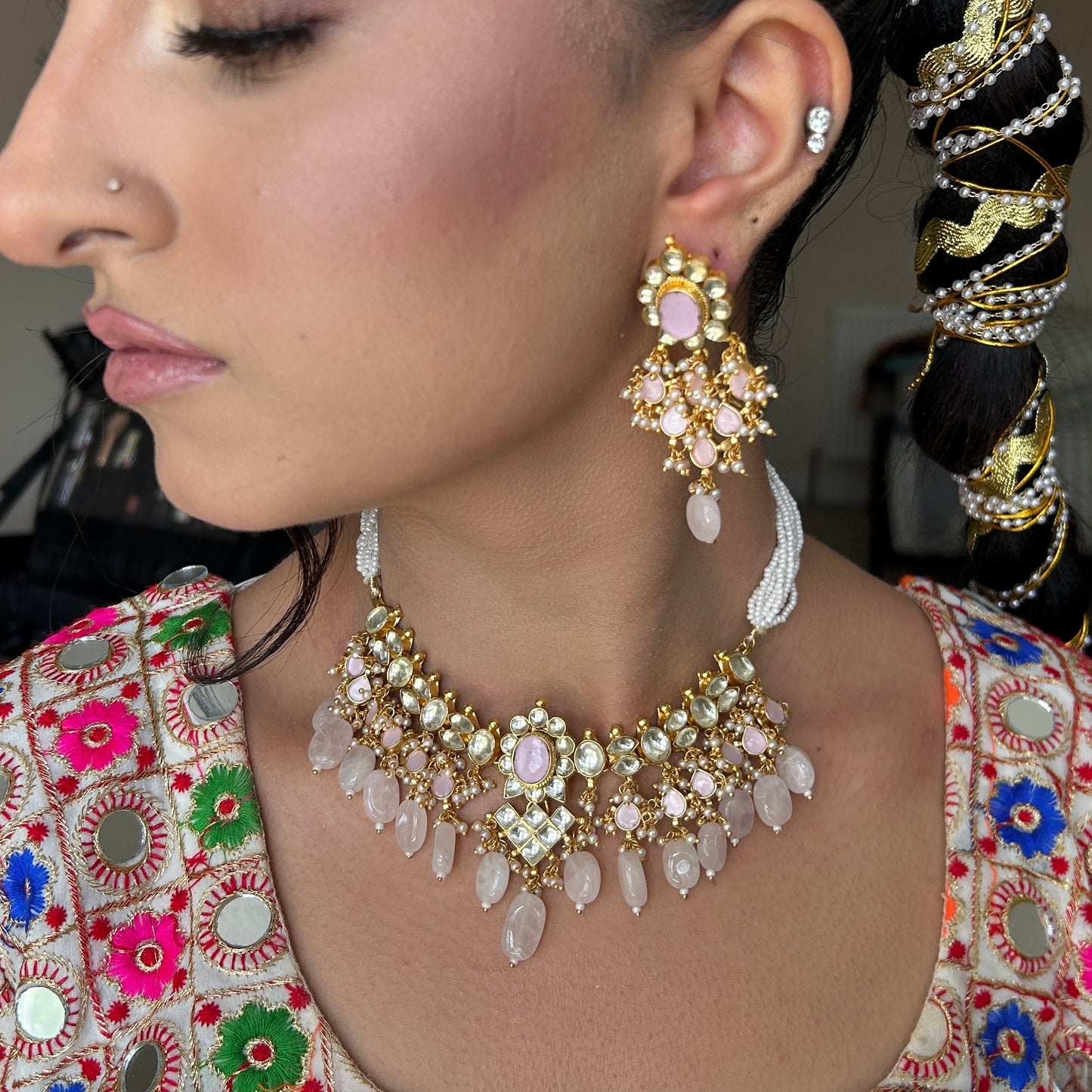 PINK KUNDAN SET