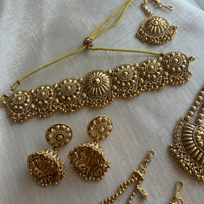 GOLD REGAL PASSA JHUMKI SET