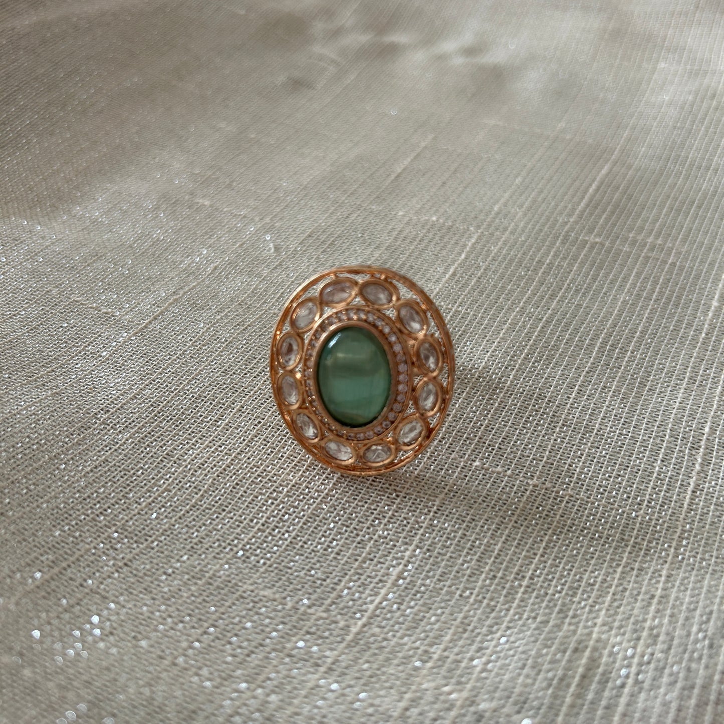 GREEN KUNDAN RING