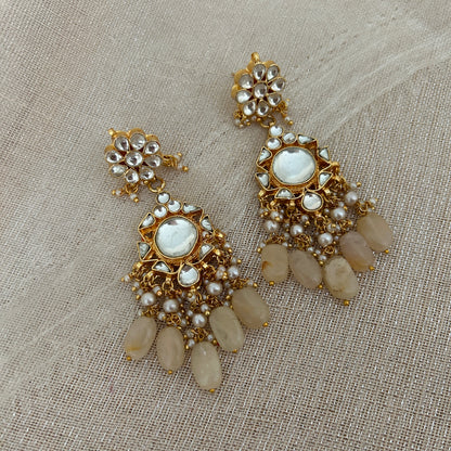 PEACH KUNDAN EARRINGS