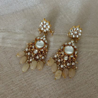 PEACH KUNDAN EARRINGS