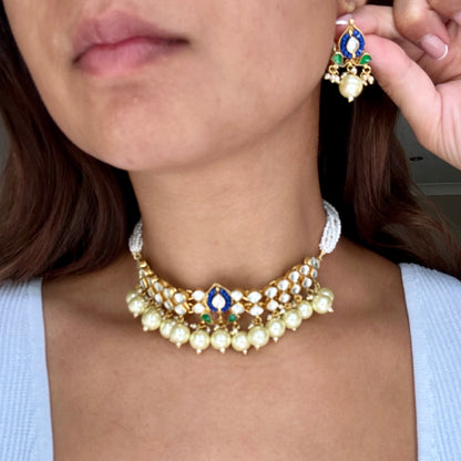 HAROON BLUE KUNDAN SET