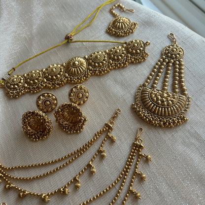 GOLD REGAL PASSA JHUMKI SET