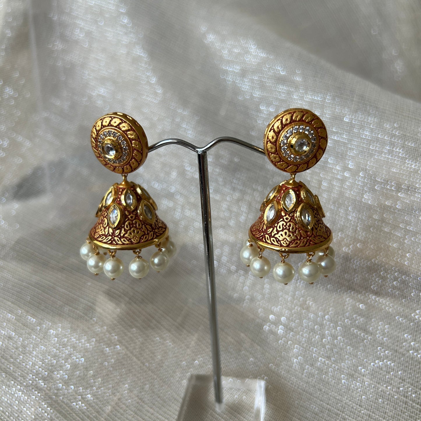 RED MEENA SMALL JHUMKIS