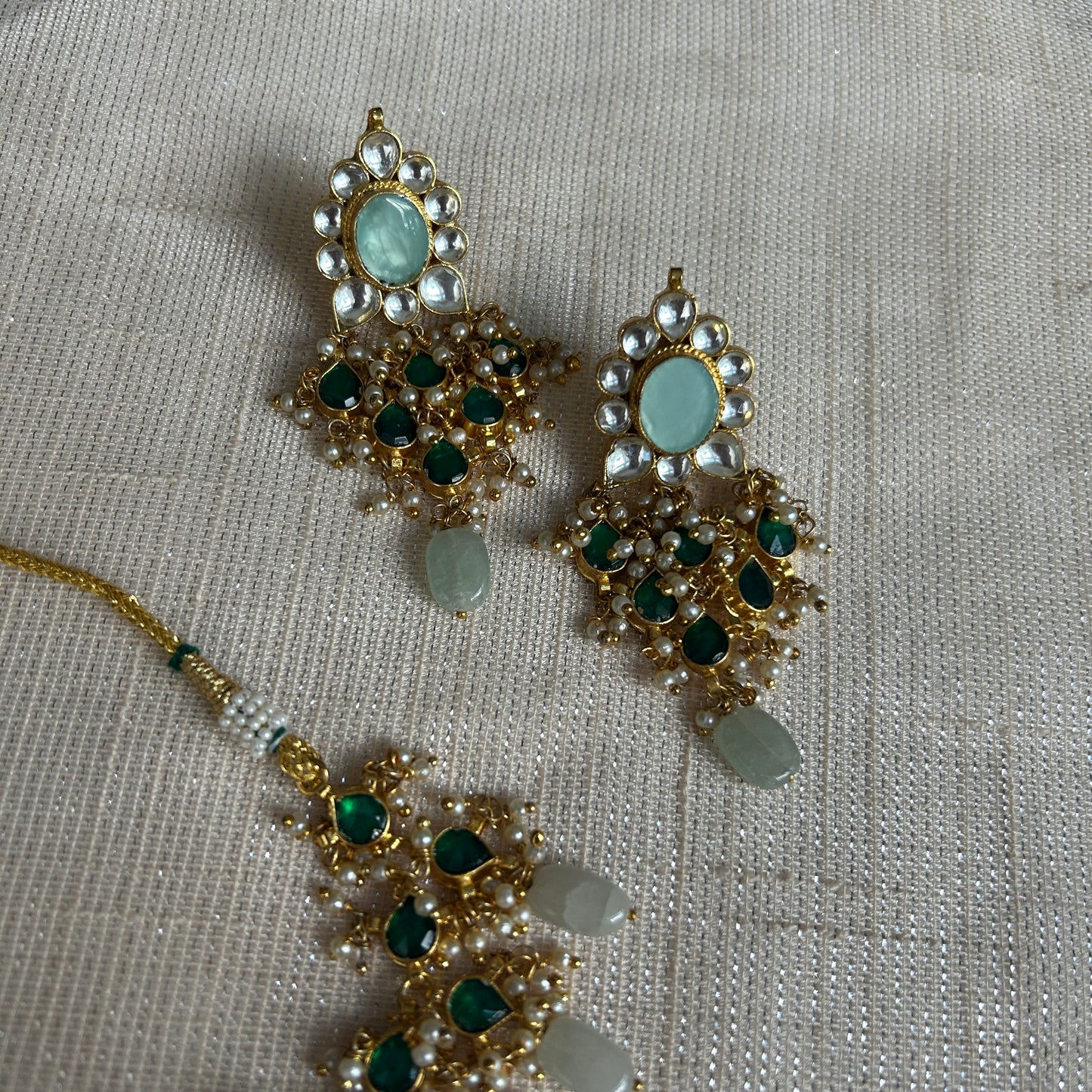 GREEN KUNDAN SET