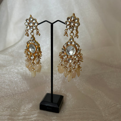 PEACH KUNDAN EARRINGS