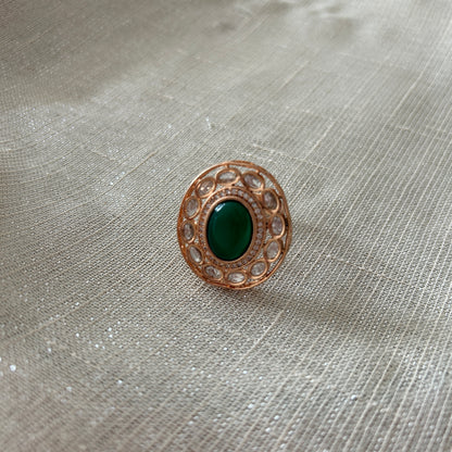 GREEN KUNDAN RING