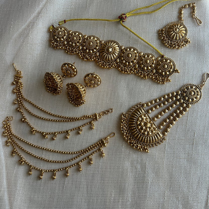 GOLD REGAL PASSA JHUMKI SET