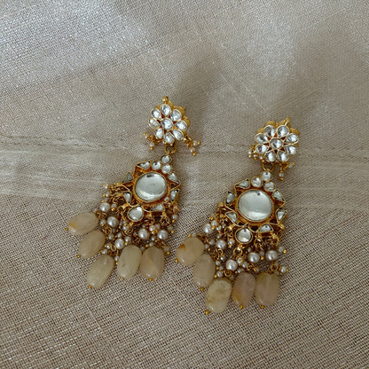 PEACH KUNDAN EARRINGS