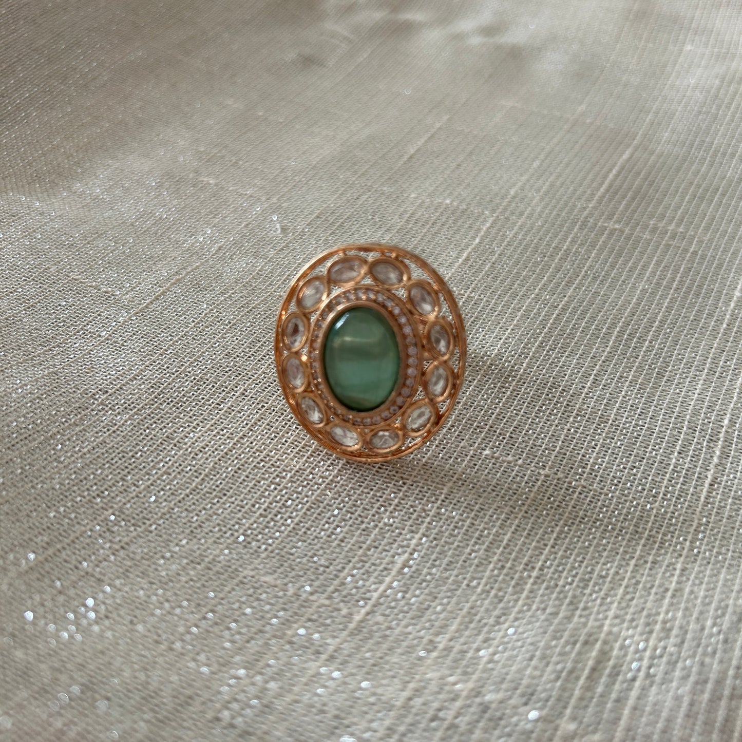 GREEN KUNDAN RING