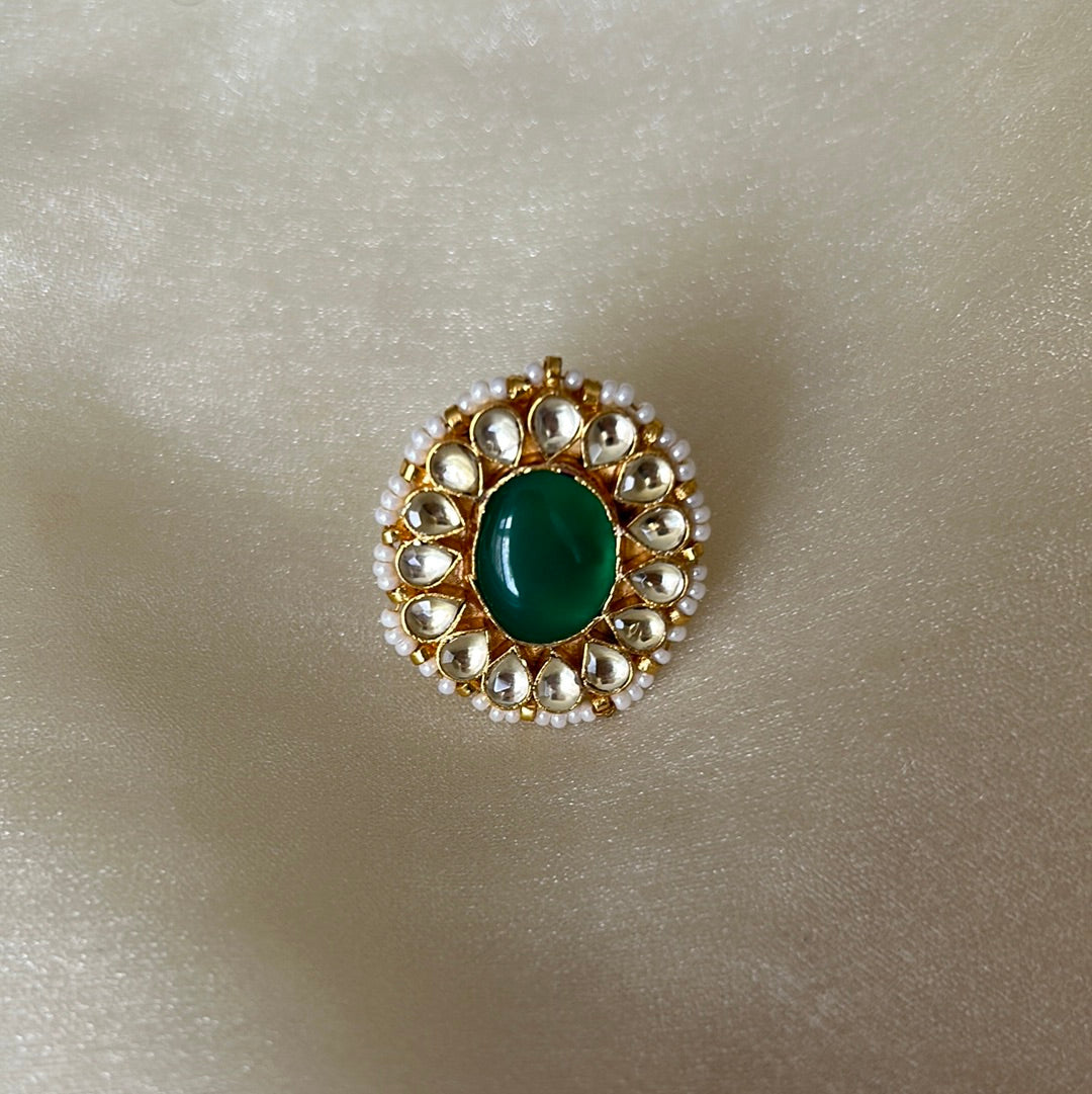 GREEN KUNDAN RING