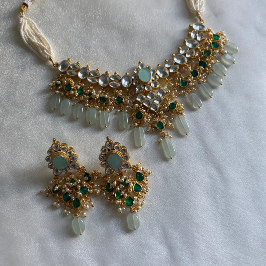 GREEN KUNDAN SET