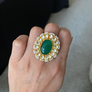 GREEN KUNDAN RING - The Jewel Project