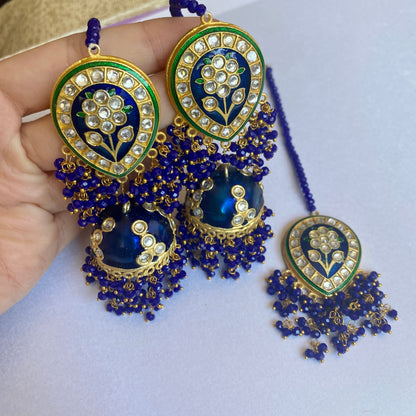 ROYAL BLUE MEENA TIKKA SET - The Jewel Project